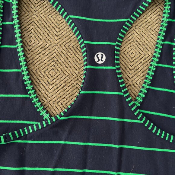 lululemon Navy and Green Striped Racerback Tank Small 4/6? - Picture 2 of 3
